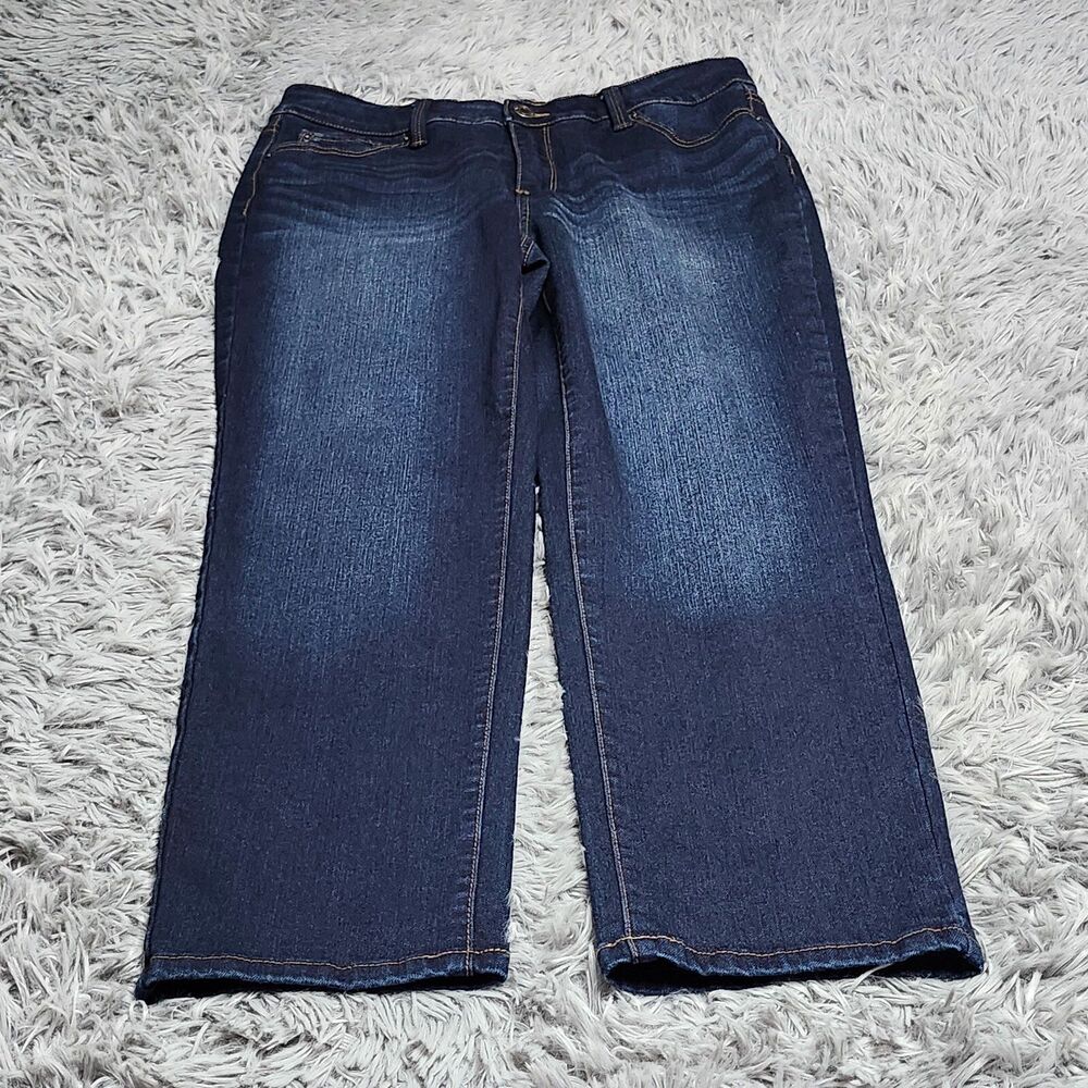 Time & Tru Straight Jeans Womens Size 14P 14 Petite Comfort Fit Dark Wash Denim